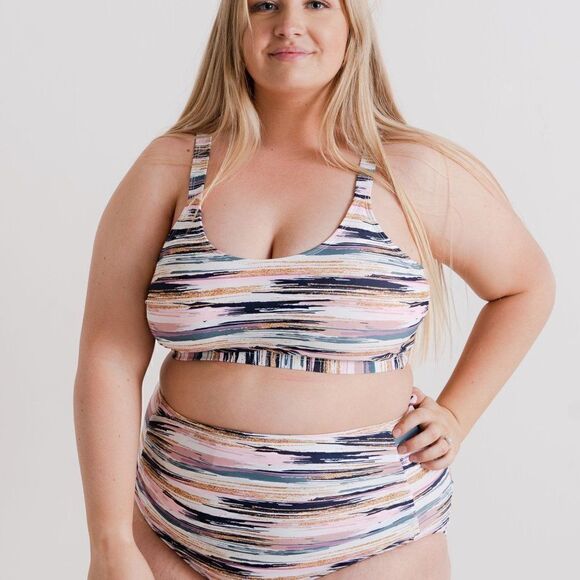 Purple High Waist Ruched Full Coverage Swimsuit Bottom - Picture 15 of 15